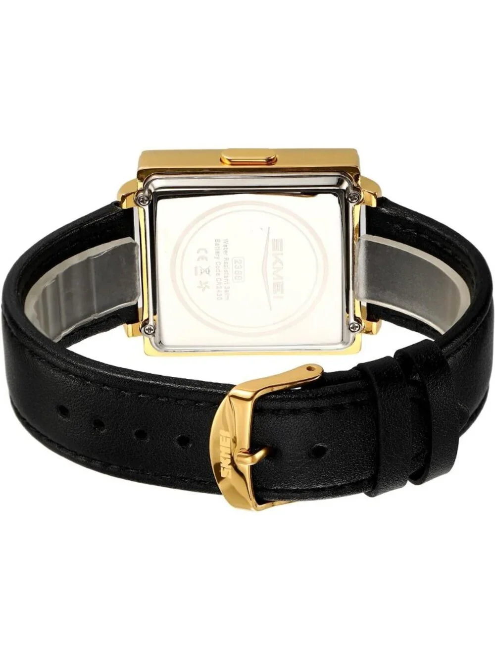 Men's All Black Analog Leather Multifunctional Waterproof Square Wrist Watch